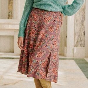 Sezane Floral Pink Skirt